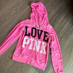 Victoria’s Secret PINK vintage wash pink zip up hoodie